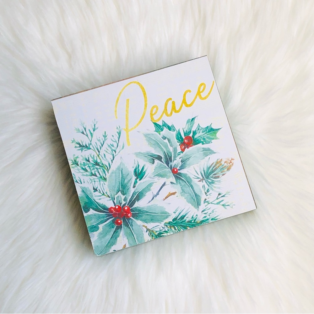 Ashland Poinsettia Peace Wooden Decor